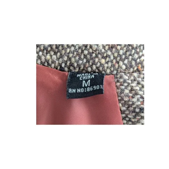 GUESS Brown Wool Blend Bouclé Tweed Coat A-Line Button Front Jacket Size M - Picture 5 of 7